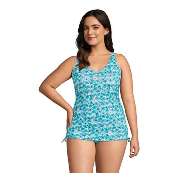Lands' End Women's Blue Floral Swimsuit - Picture 6 of 9